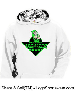 Youth White/ Pattern Poly Hoodie with Crest Design Zoom